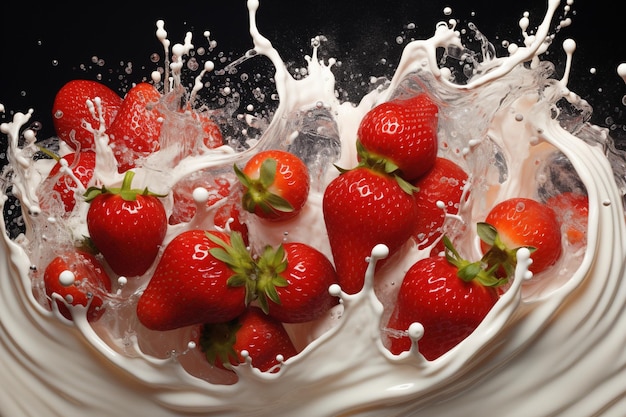 strawberry with milk splash