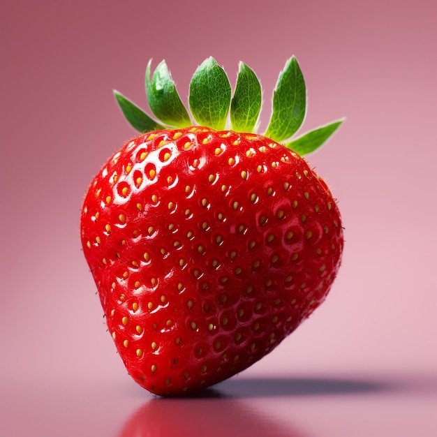 a strawberry with pink background