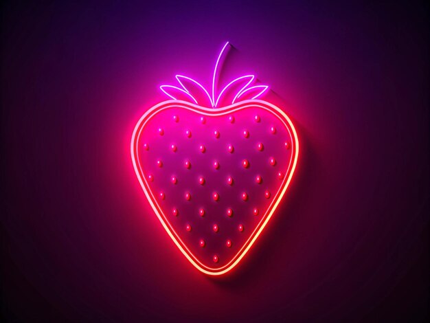 Photo a strawberry with a pink neon sign that says strawberry