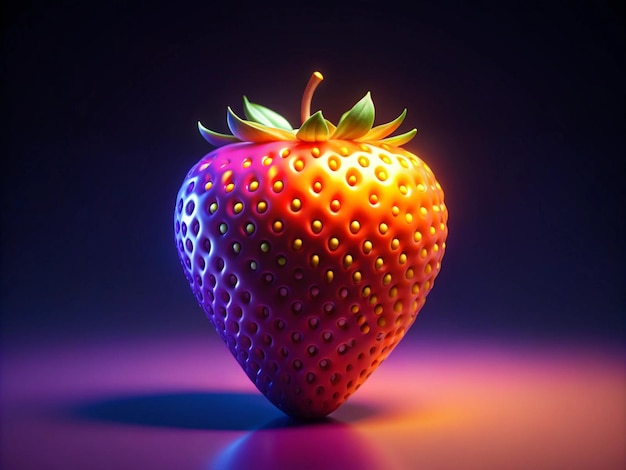 a strawberry with a purple and yellow center and the word quot strawberry quot on it