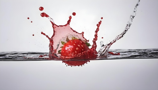 Photo strawberry with red water splash