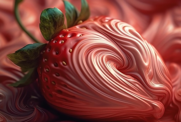 A strawberry with a swirly pattern on it