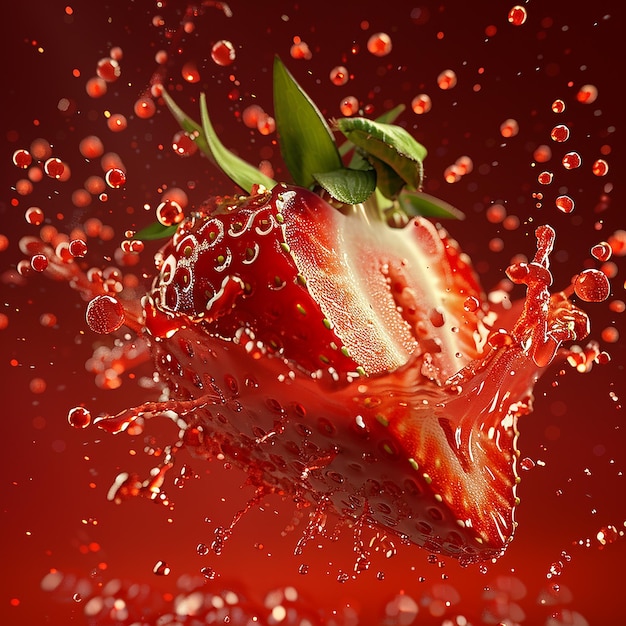 Photo a strawberry with water drops and drops of water on it