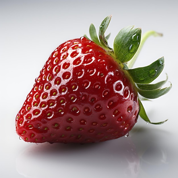 Strawberry with water drops on a white background