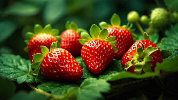 Strawberrys closeup detail rich texture natural beauty generated by AI