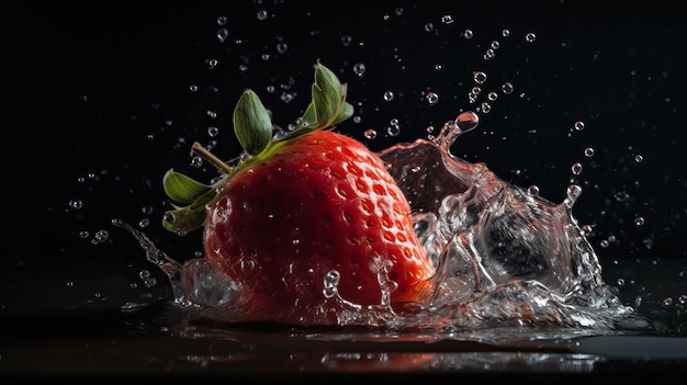 Strawberrys in splash of water