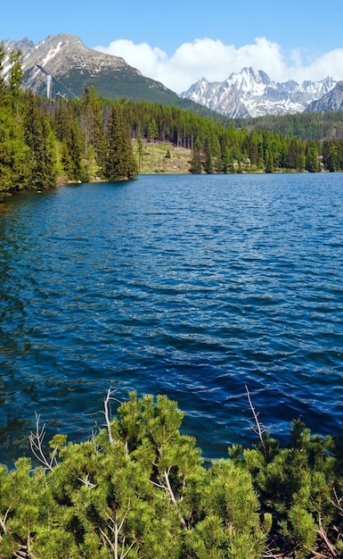 Strbske Pleso spring view with mountain lake  (Slovakia)