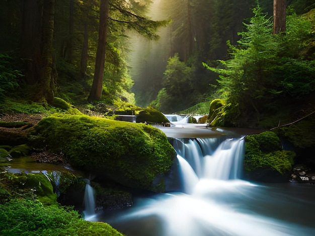 A stream in a forest with the word forest on it