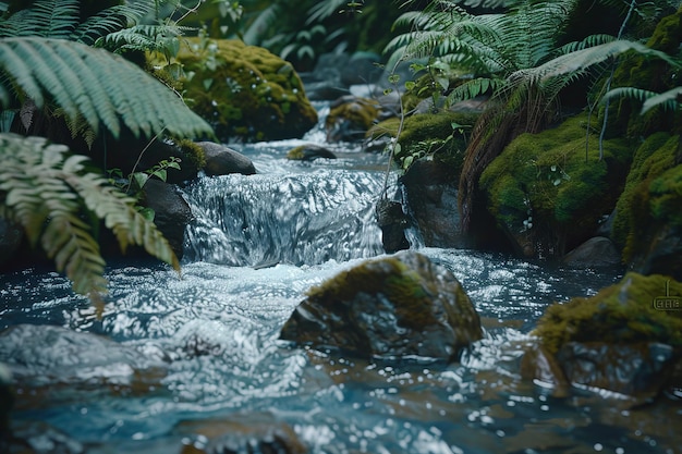 A Stream of Water in a Lush Green Forest