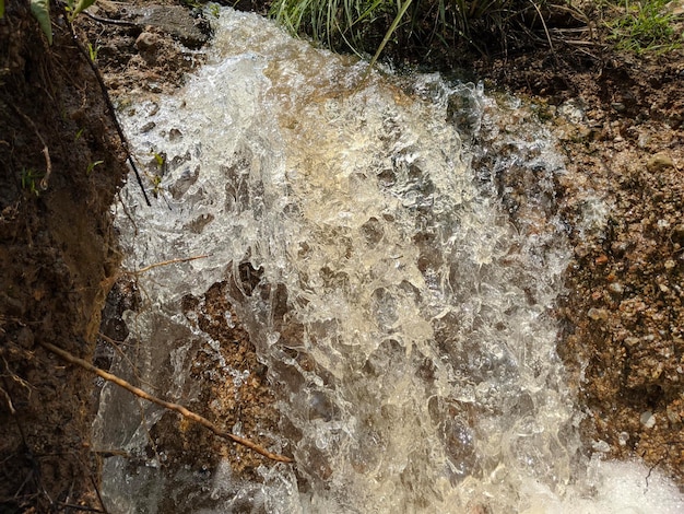 A stream with water flowing over it