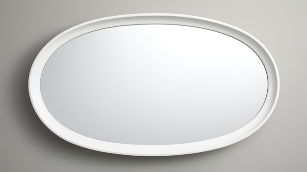 Streamline Elegance White Circular Mirror On Gray With Soft Edges