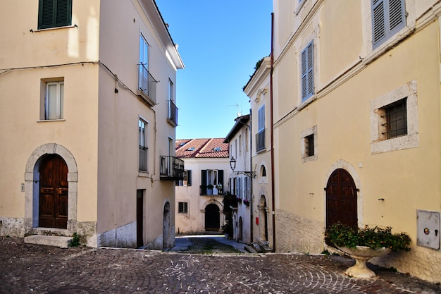 A street between ancient buildings in Atina a historic town in the province of Frosinone Italy