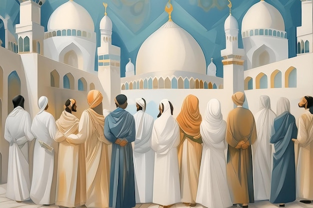 A street artinspired mural depicting a diverse group of people coming together to Eid alAdha