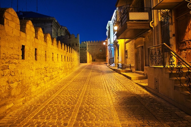 The street in Baku city of Azerbaijan at night