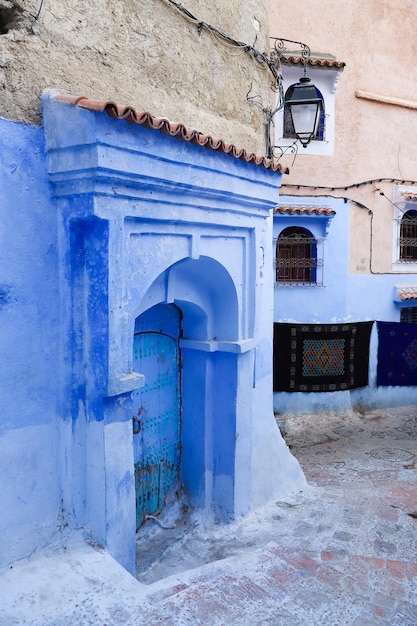 A Street in Blue Chefchaouen City Morocco