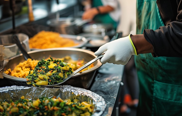 Street canteen for the homeless cooking food for the homeless Donations charity Bokeh