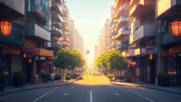 A street in a city with a sign that says'city of light '