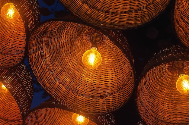 Street decorative lamps made of woven vines