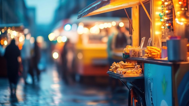 Photo street food stall at dusk