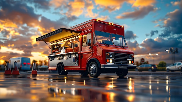 Street Food Truck Serving Customers with Convenience and Variety Photo Realistic High Resolution C