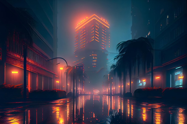 Street future cyberpunk city Generative AI