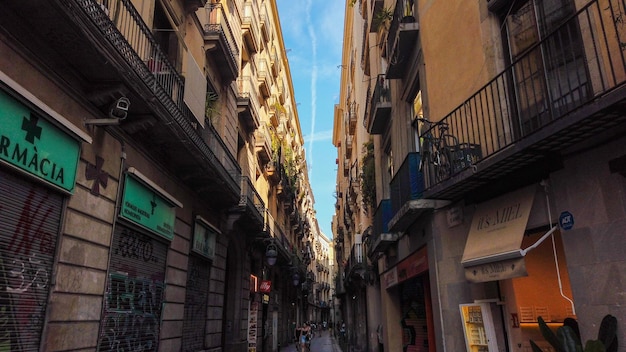 Street and houses of Barcelona Catalonia by Yuri Ugarte