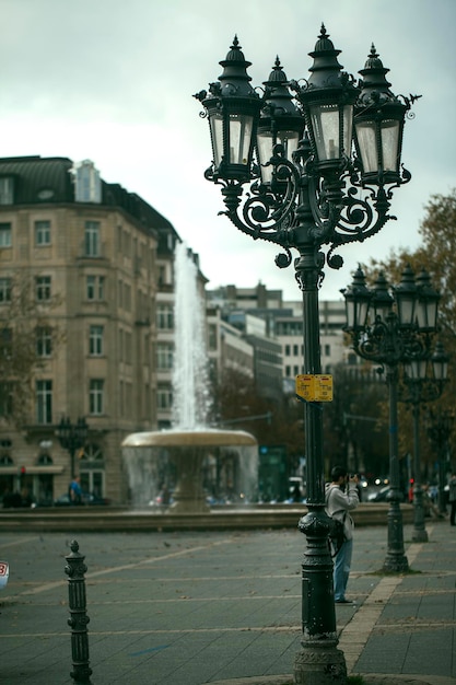 Street Lamp and the City Frankfurt Photo