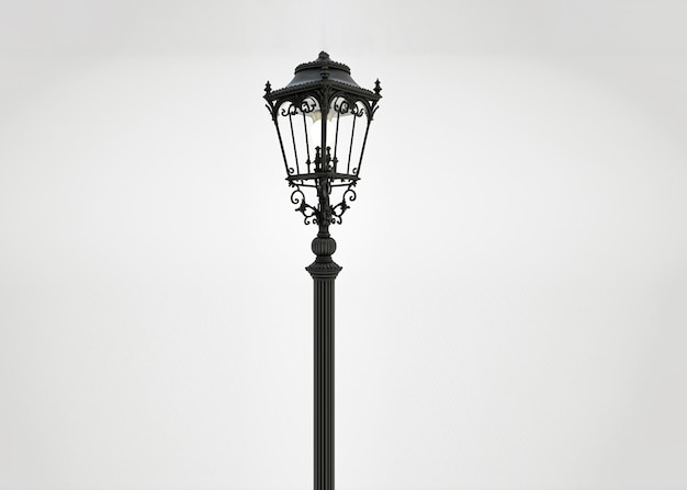 Street lamp post on isolated white background