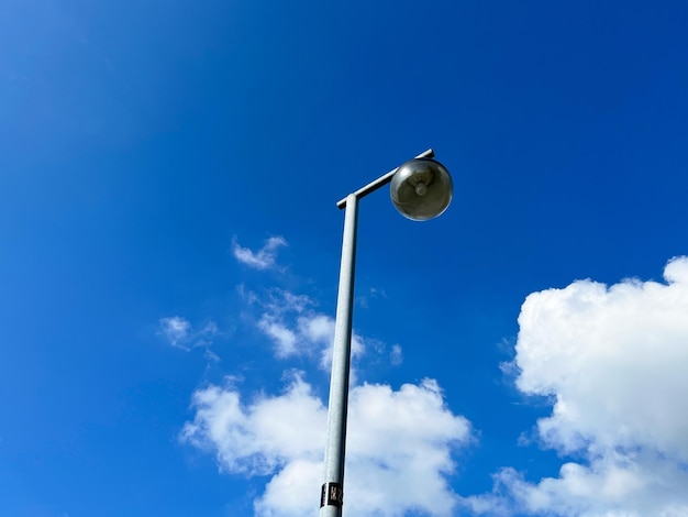 Street lamp post with LED lamp. City street lighting