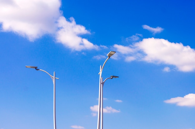 Street lamps against the sky