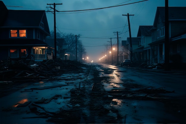 street at night rainy winter lonely abandoned empty lights street