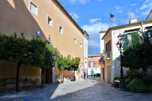 A street among the old houses of SantAgata de Goti a small town of Benevento province Italy