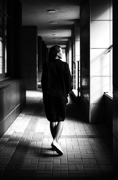 Street portrait of a girl in a coat