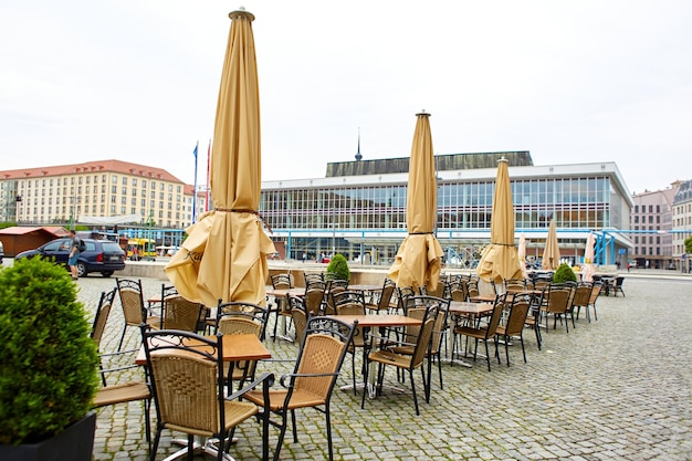 A street restaurant set among the beautiful architecture on a street in Dresden