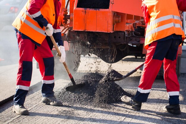 Street resurfacing Fresh asphalt construction Bad road