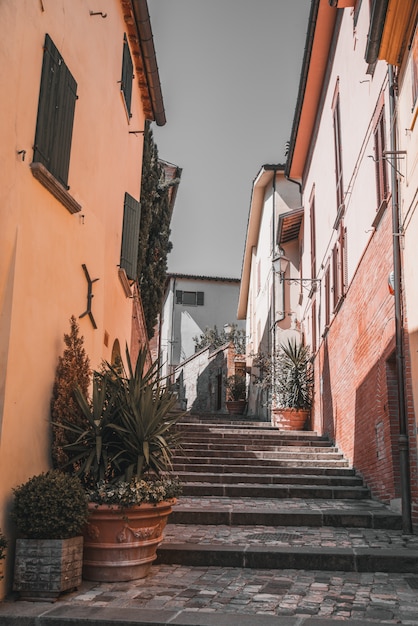 Street in Santarcangelo c views of the chapel Italy