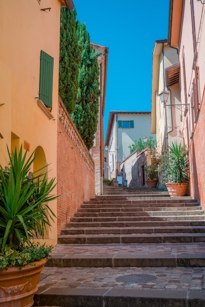 Street in Santarcangelo c views of the chapel Italy