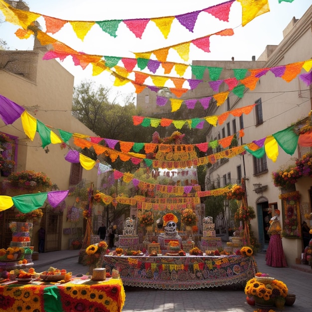 a street scene with a float with a banner that says quot happy birthday quot