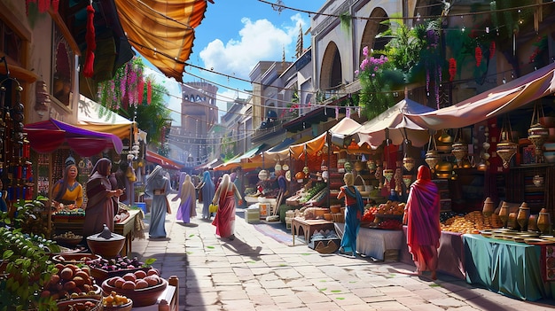 a street scene with a market with a sign that says quot do not enter quot