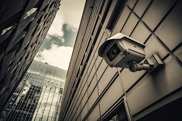 Street surveillance camera on building CCTV cameras Generative AI