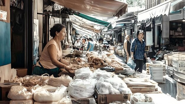 street vendor in a busy market