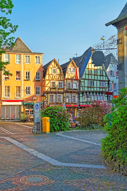 Street view in the City center of Linz am Rhein in Rhineland-Palatinate in Germany.