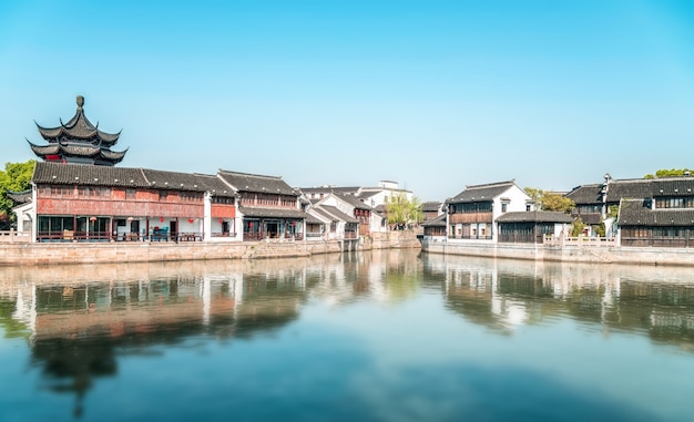 Street view of old buildings in Suzhou ancient town