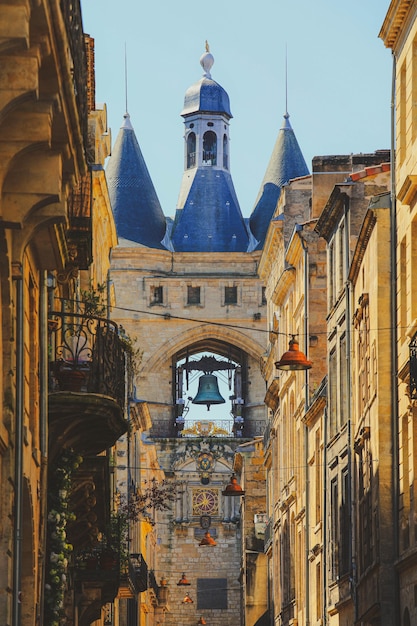 Street view of old city in bordeaux, France, typical  buildings from the region, part of unesco world heritage