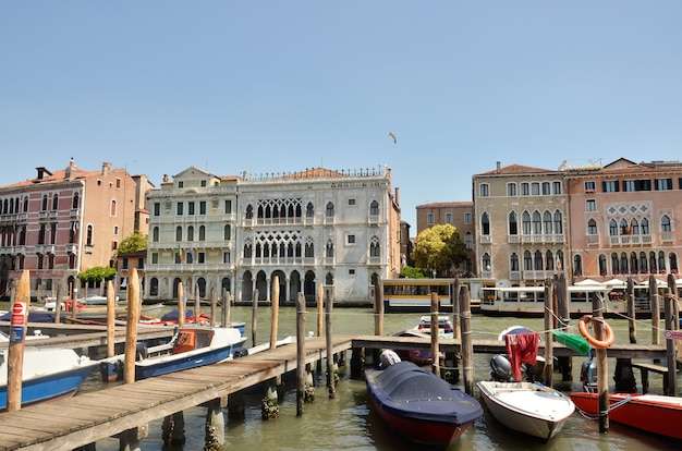 Street view in Venice, old houses. Streets and canals of Venice. Street view in Venice, Italy.