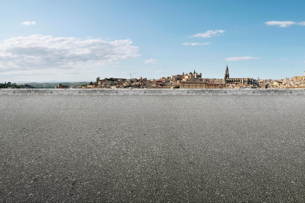 Street view with the city on the hill