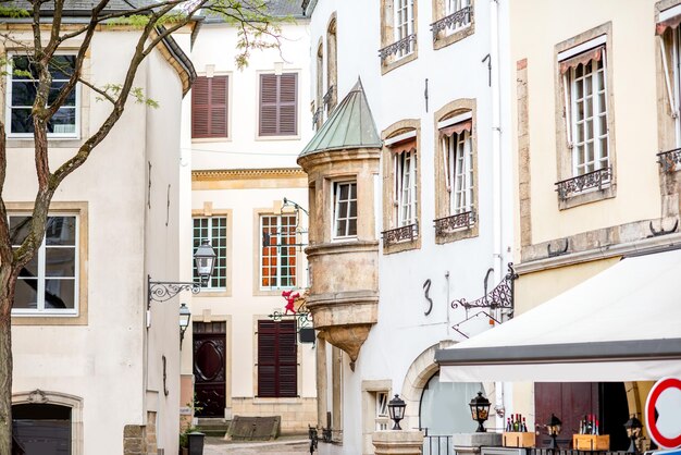 Street view with old buildings in Luxembourg city