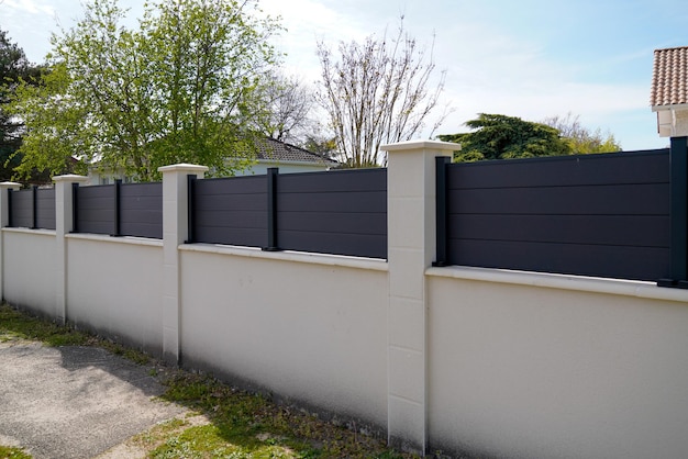 Street wall modern barrier around the house protection garden access home