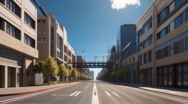 a street with buildings and a sky background