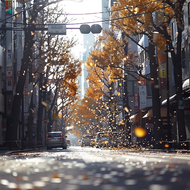 a street with a car driving down it and a sign that says quot fall quot